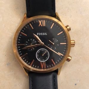 Fenmore Midsize Multifunction Navy Leather Watch
